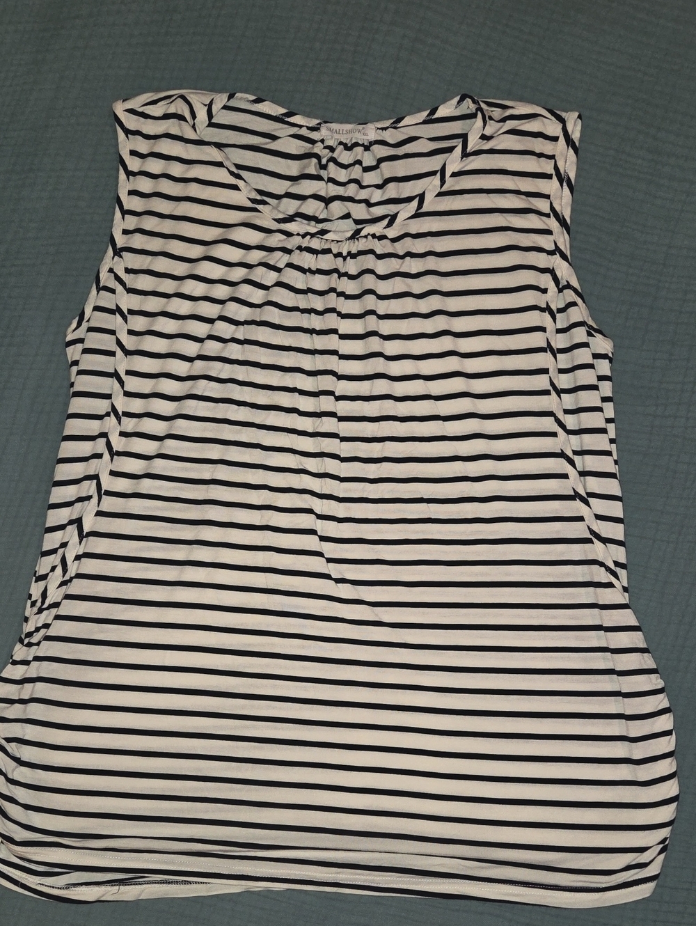 Sleeveless Black & White Striped Women's Nursing Tank Top